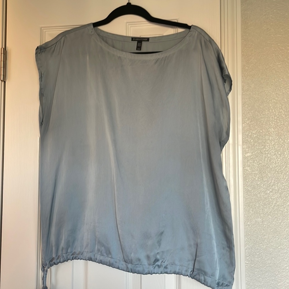 Eileen Fisher Silk and Cotten Blend Tie blouse